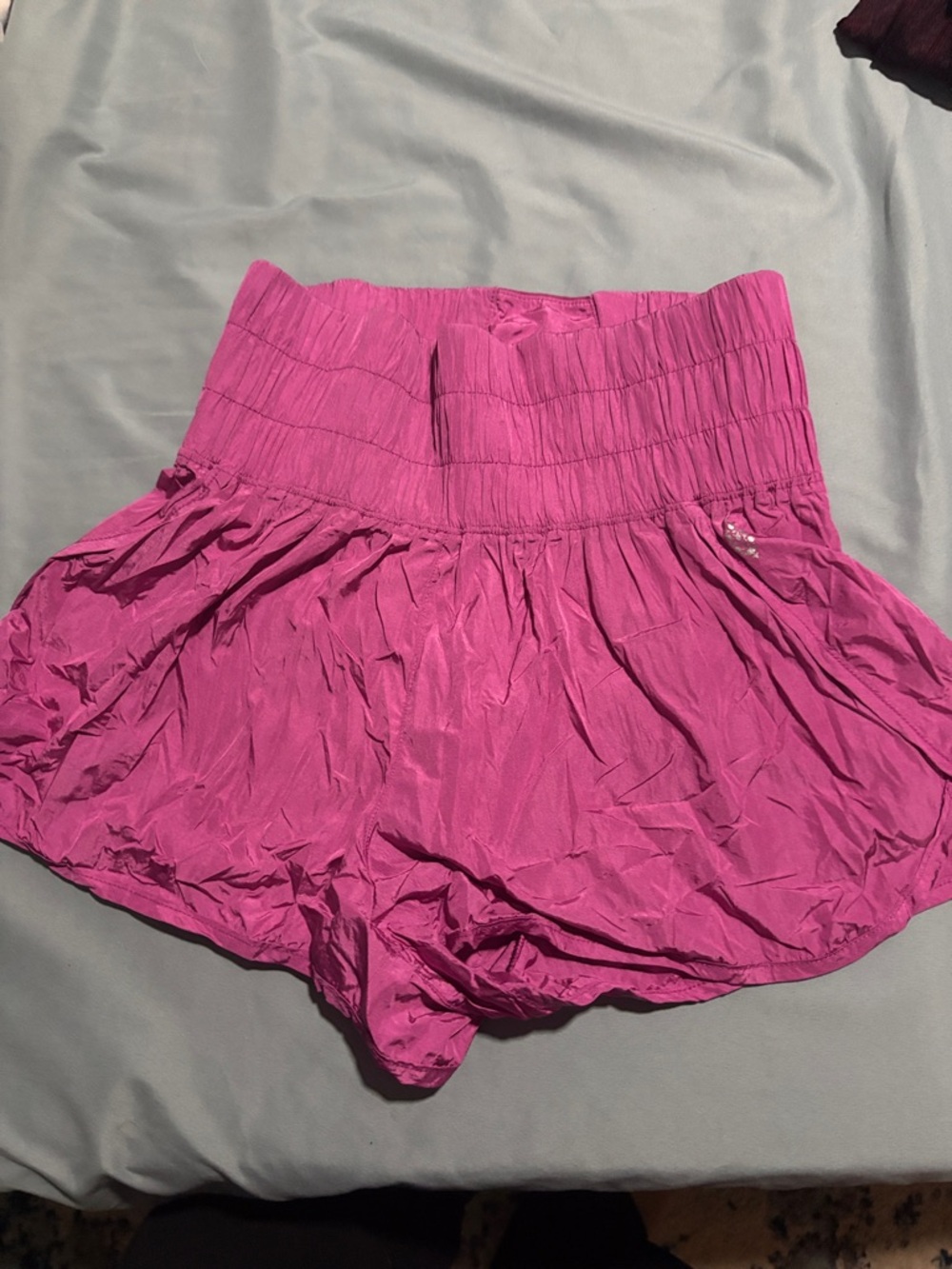 Free People Hot Pink Smocked High-Rise Athletic Shorts